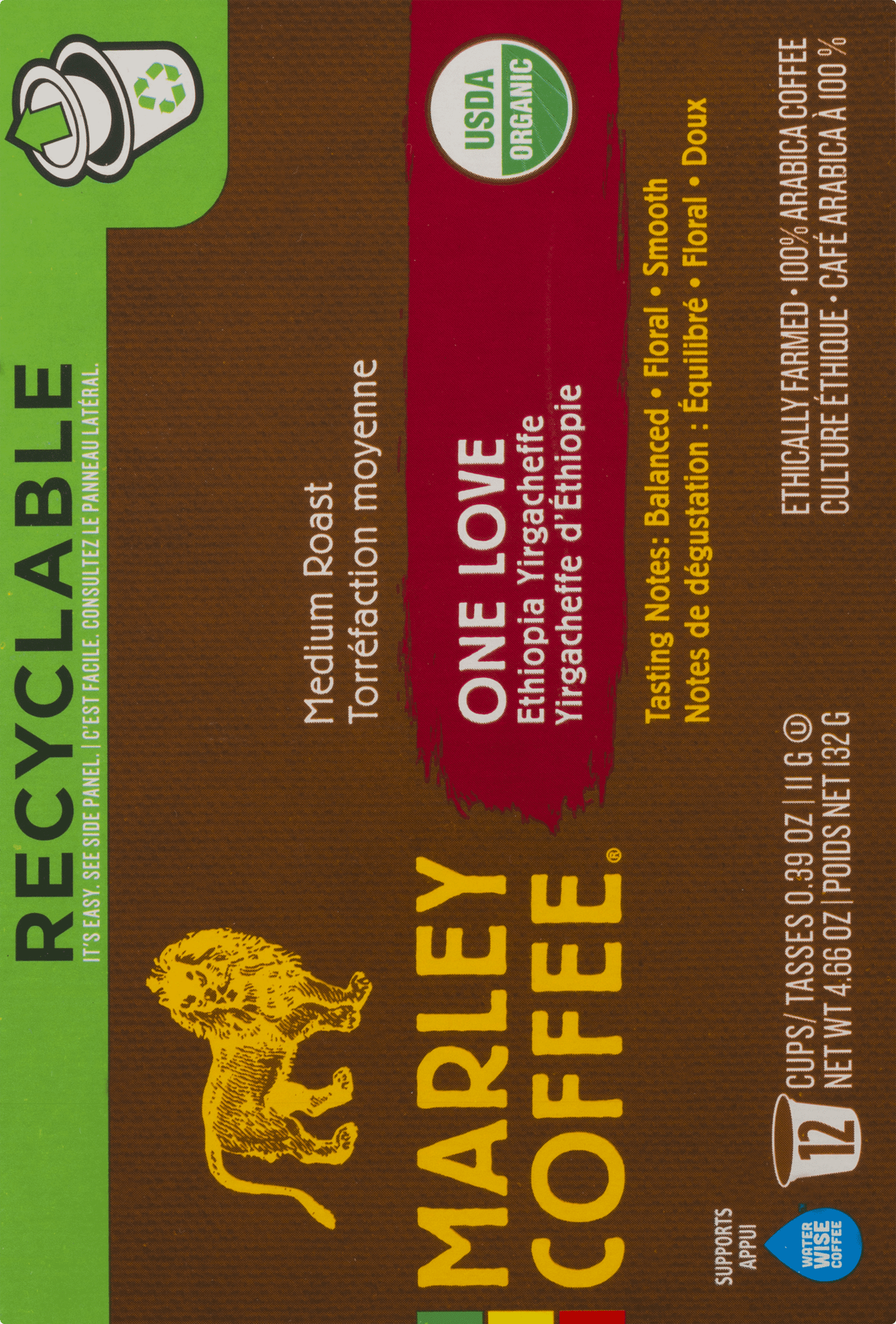 Marley One Love Ethiopia Yirgacheffe Medium Roast Coffee