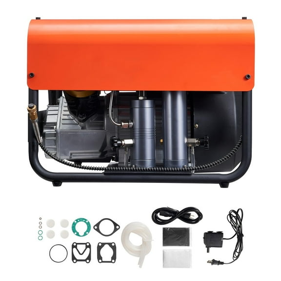 KFFKFF High-Pressure PCP Air Compressor, 4500PSI/30Mpa Dual-Cylinder Compressor with Auto Shut-Off, External Water and Fan Cooling System for Scuba Tanks, Paintball Gear, and Air Rifles