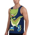 thumbnail image 2 of Fotbe Dino Playing Roller Skate Pattern Men's Quick Dry Workout Tank Top Gym Muscle Tee Fitness Bodybuilding Sleeveless T Shirt Breathable Workout Shirt-XX-Large, 2 of 9