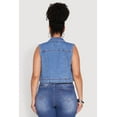 thumbnail image 5 of Womens Plus Size WAX Distressed Denim Vest, 5 of 5