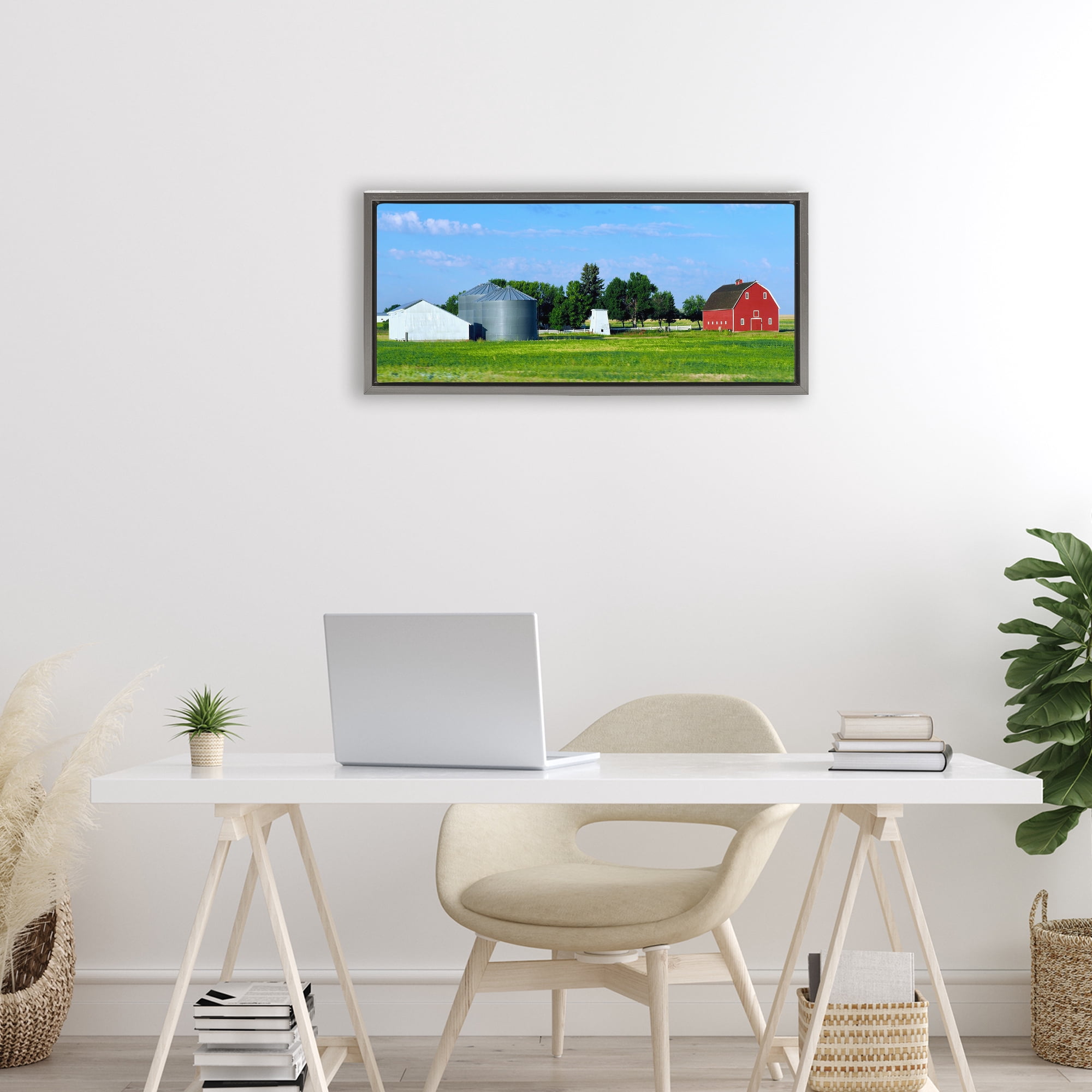 Stupell Industries Barn with Silo Gray Framed Floater Canvas Wall Art, design by Gail Peck