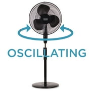 BLACK+DECKER 3-Speed 48-Watt 16-In. Oscillating Stand Fan with Remote, BFSR16 (Black), BFSR16B