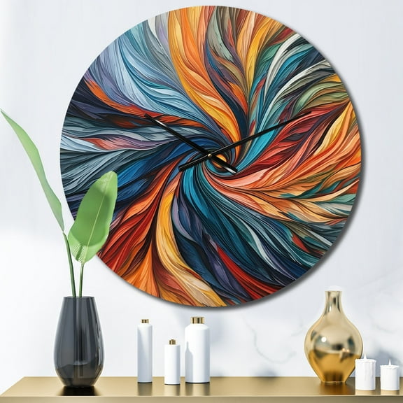 Designart "Symphony of Spirals III" Abstract Spirals Oversized Wall Clock