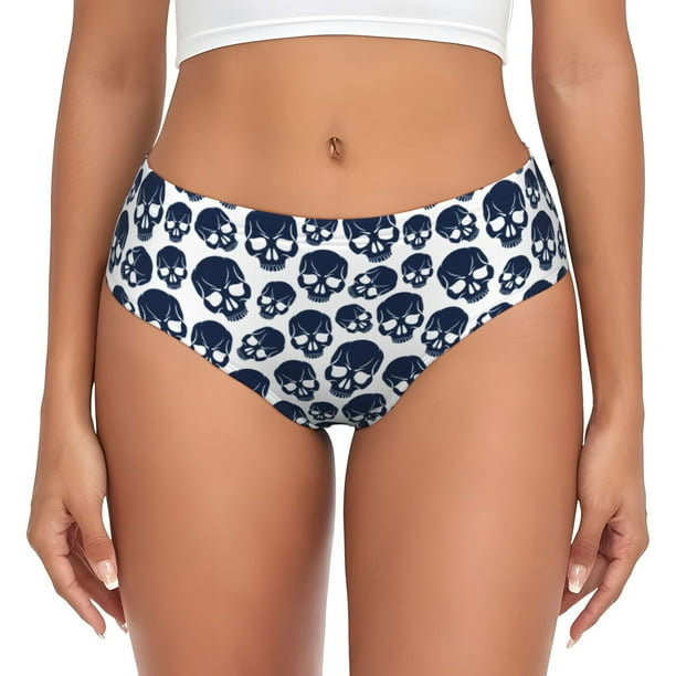 Balery black Skull white Ropa Interior de Algodón para Mujer con Dibujo – Braguitas Cómodas y Elásticas, Estilo Clásico-XX-Large