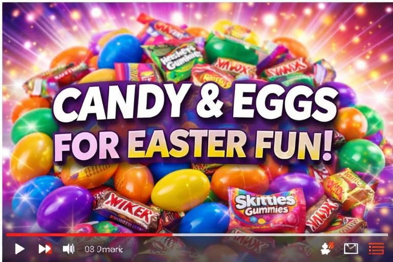 Chocolate Sweet Sour Gummy Combo Egg Hunt Pre Filled Candy Easter Eggs, 50 Count