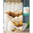 thumbnail image 2 of No Hook Shower Curtain with Snap in Liner, Gradient Ocean Waves Brown Orange Gradient Waves Hotel Shower Curtains for Bathroom, Washable Shower Curtain Liner Set with Mesh Top Window, 72"x96", 2 of 6