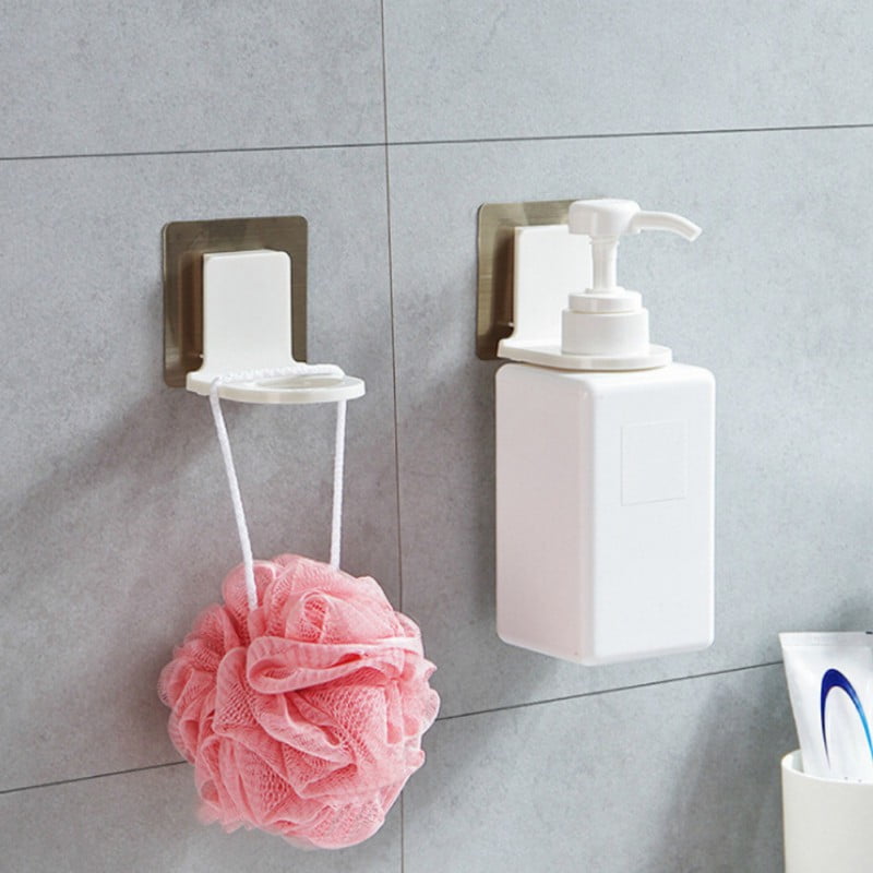 2 Pcs Magic Sticky Bathroom Wall Shampoo Organizer Hook Repeat Use