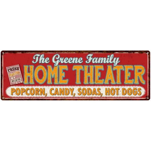 The GREENE Family Home Theater Sign Gift 6x18 Metal Movies Decor 106180100228