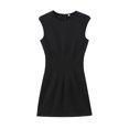 thumbnail image 4 of HH TRAF Vestido corto femenino de estilo urbano, elegante, sexy, con cremallera, sin mangas, cuello redondo, liso, versátil y nuevo, 4 of 5