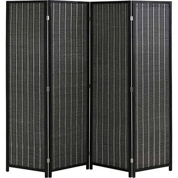 FDW Bamboo 4 Panel Room Divider Folding Privacy Screen,For Home/Office/Restaurant,72" Tall,Black