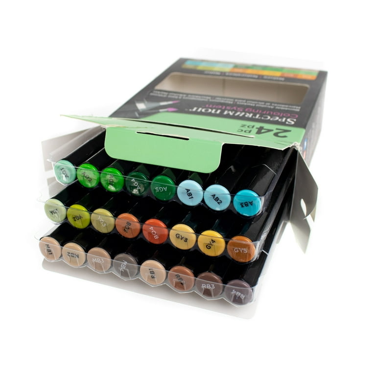 Craft County - Professional Alcohol Makers Set - 24 Colors Dual Tip Box Set  - Spectrum Noir Art Markers for Artists (LIGHT)