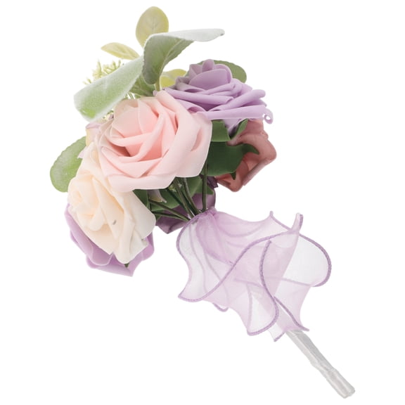BESTYASH Lavender Pe Wedding Bouquet with Realistic Lace Roses for Decoration
