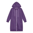 thumbnail image 6 of WIZUTIZ Women's Solid Color Oversized Zip Up Hoodie Long Coat Long Sleeve Pockets Loose Fit Casual Winter Warm Sweatshirt Outerwear, 6 of 7