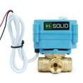 thumbnail image 3 of U. S. Solid 3 Way L Type IP67 Motorized Ball Valve with Hand Wheel 3/8 in NPT Standard Port Brass AC 110-230V 2 Wire Auto Return Wiring Normally Closed Blue Casing, 3 of 9