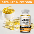 thumbnail image 3 of Mulittea Suplemento de Calcio, Magnesio y Zinc Con Vitamina D3 Para la Salud ósea y Nerviosa, 120 Cápsulas, 3 of 5