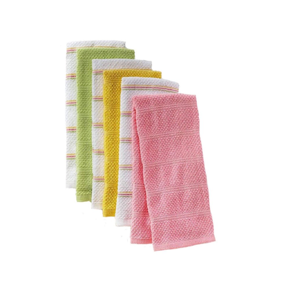 Pastel Solid & Striped Kitchen Towels 6Pack, Dishcloth, Kitchen Linens