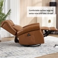 thumbnail image 4 of 360° Swivel Recliner Chair Rocker with Massage and Heating for Elderly, Genuine Leather Lounge Single Sofa with Adjustable Footrest and Backrest, Yellow, 4 of 7