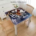 thumbnail image 2 of HAOXIT Decorative Elastic Edged Square Fitted Tablecloth, Animals Polyester Indoor Outdoor Fitted Table Cover for Home Kitchen Dining Room Fit Square Table White, 2 of 7