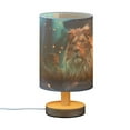thumbnail image 2 of Lion Stone Table Lamp USB Bedside Desk Nightstand Lamp Printed Gifts Small Lamp Wood Base for Bedroom Living Room Kids Room College Dorm, 2 of 7