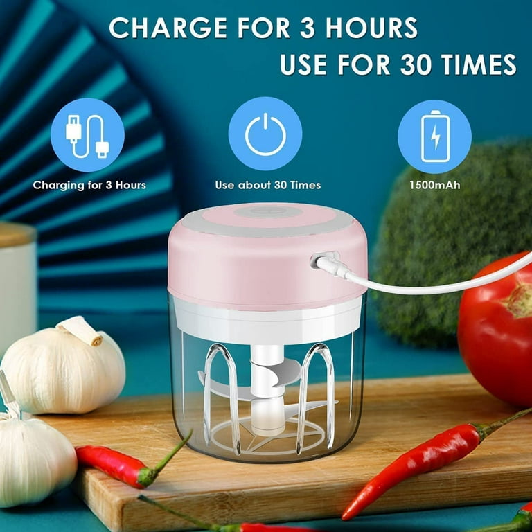  Electric Mini Garlic Chopper, Portable Food Processor,  Vegetable Chopper Onion Mincer, Cordless Meat Grinder with USB Charging for  Vegetable, Pepper, Onion, Baby Food, Seasoning, Nuts (BPA-Free): Home &  Kitchen