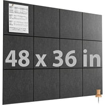 Large Cork Board for Wall 47" x 35" Dark Gray Bulletin Board, 12 Pack Felt Wall Tiles with Pushpins, Cork Boards for Office Pin Board Tack Board for Photo Meno Decor