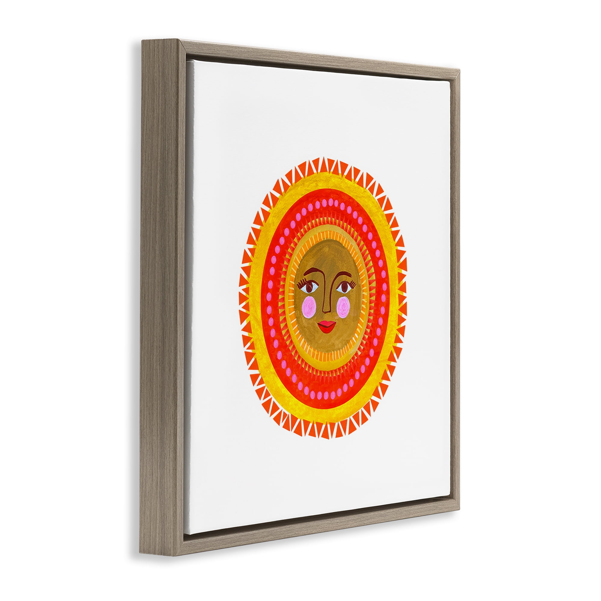 Stupell Industries Bold Bohemian Sun Brown Framed Floater Canvas Wall Art, design by Katherine Herrell Studio
