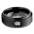 thumbnail image 2 of Tungsten Washington The Evergreen State Band Ring 8mm Men Women Comfort Fit Black Step Bevel Edge Brushed Polished, 2 of 4