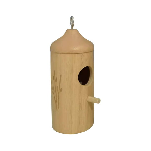 Casa de madera para colibríes para exteriores | Comedero para pájaros de madera natural y decoración de jardín | Casita colgante para pájaros de 12 x 5,8 cm | 1 paquete