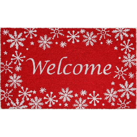 Holiday Time Snowflake Coir Fiber Doormat 18"x30"