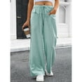 thumbnail image 7 of Womens Striped Gingham Pants Wide Leg High Waisted Lounge Plaid Pajama Pants Cute Casual Trousers with Pockets Green M, 7 of 7