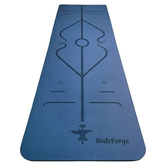 BodyForge Yoga Mat Thick Thick 8mm TPE Eco-Friendly with Alignment Marks Non-Slip Extra Thick High-Density for Women and Men Workout Pilates