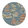 thumbnail image 2 of PIKWEEK Oriental Garden Teahouse Gray and Gold Chinoiserie Tablecloth Round Tablecloths Round Table Cover for Circular Table, 2 of 7