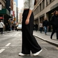 thumbnail image 6 of ZHYou No Boundarie Womens Baggy Pants Casual Stretch Waist Drawstring Quick Dry Wide Leg Lounge Trousers,Black,Size M, 6 of 7