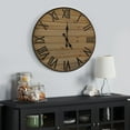 thumbnail image 2 of Large Oversized Rustic Wall Clock, 24 | Handmade with Real Wood and Roman Numerals by WallCharmers, 2 of 2