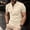Khaki, variant on Dianli Shirts for Men Fashion Solid Color Button Pocket Short Sleeve Stand Collar Blouse Breathable Lightweight Cotton Like Versatile Everyday Casual Summer