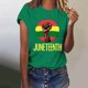 thumbnail image 2 of Tops de Manga Corta para las Mujeres de Ajuste Suelto, Día de la Independencia Negro Impreso, Cuello Redondo Suelto Superior, 2 of 4
