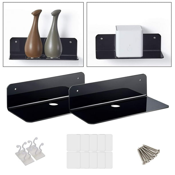 2 piezas de estante de pared flotante de acrílico pequeño estante de exhibición para de seguridad de muñeca inalámbrico Negro perfecl Estantes flotantes para dormitorio