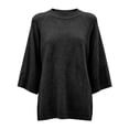 thumbnail image 3 of Crewneck Sweatshirts for Women, Loose Long Sleeve Knit Sweaters Women Lightweight Business Casual Trendy Soft Sweatshirts Cute Sweaters Basic Tops Ladies Casual Pullover Sweaters,Black,M, 3 of 4