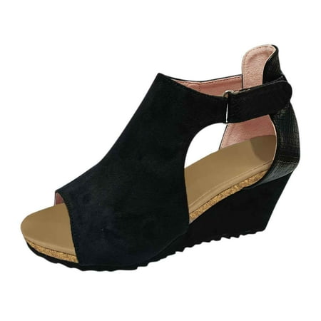 

Sandals Women Casual Gladiator Solid Color Wedges Shoes