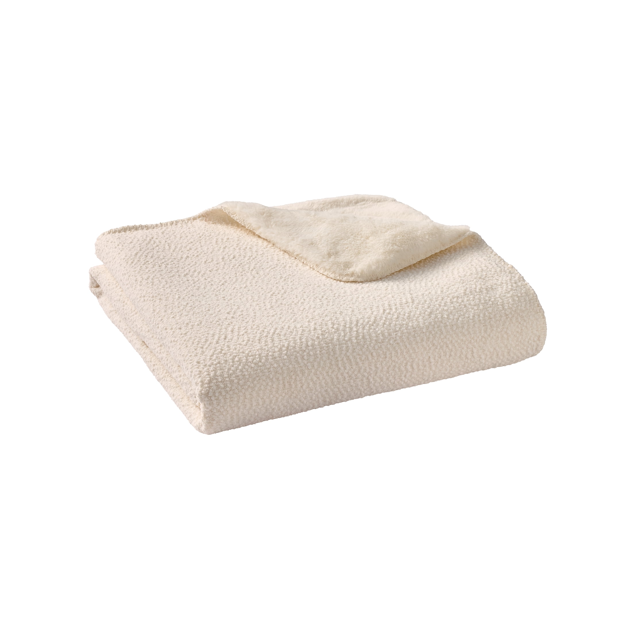 Better Homes & Gardens Vanilla Dream Boucle Reverse to Faux Fur Oversized Throw Blanket, 50 in x 72 in