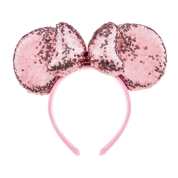 A Miaow Diadema con Orejas de Lentejuelas de ratón Negro 3D MM Broche para el Cabello de Mariposa con Purpurina Suministro de Parque Accesorio fotográfico para Adultos y Mujeres (Rosa de sueño de Saku