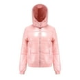thumbnail image 6 of XPMWRP Women's Quilted Solid Color Zip Hooded Jacket Long Sleeve Casual Waterproof Coat Winter Padded Puffer Coat with Pockets Pink S, 6 of 9