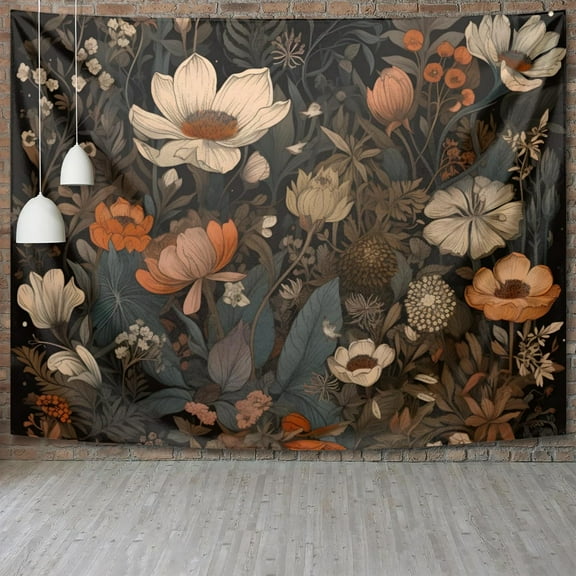 Vintage Floral 60 In x 60 In Boho Modern Tapestry Wall Hanging for Home Bedroom Party Decor
