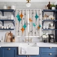 thumbnail image 2 of Teal Orange Boho Kitchen Curtains 63 Inch Length, Middle Century Geometric Abstract Grommet Top Bedroom Living Room Curtains, Light Filtering Cafe Curtain Drapes 2 Panels Set 84''x63'', 2 of 9