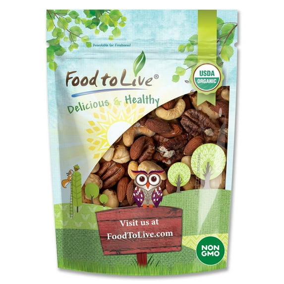 Organic Deluxe Unsalted Nuts Mix, 1 Pound – A Blend of Dry Roasted Nuts. Non-GMO, Kosher