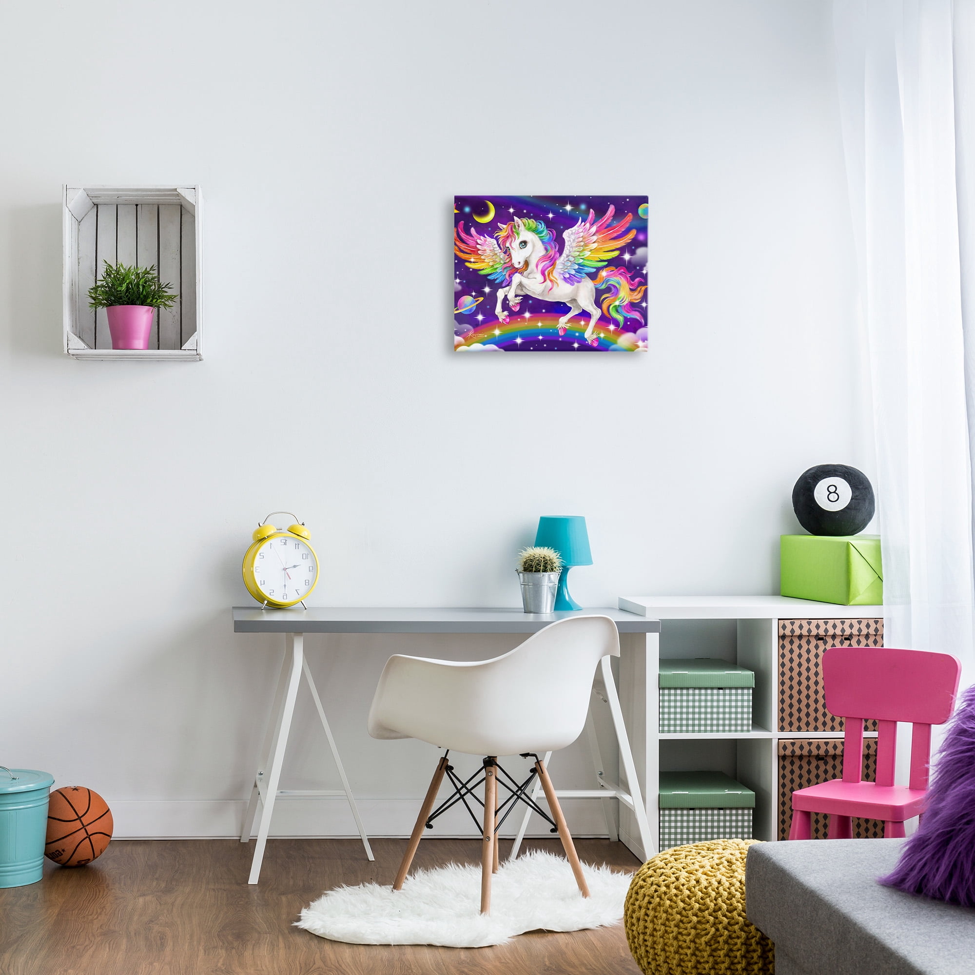 Stupell Industries Outer Space Unicorn Fairy Tales & Fantasy Painting Gallery Wrapped Canvas Art Print Wall Art, 20 x 16