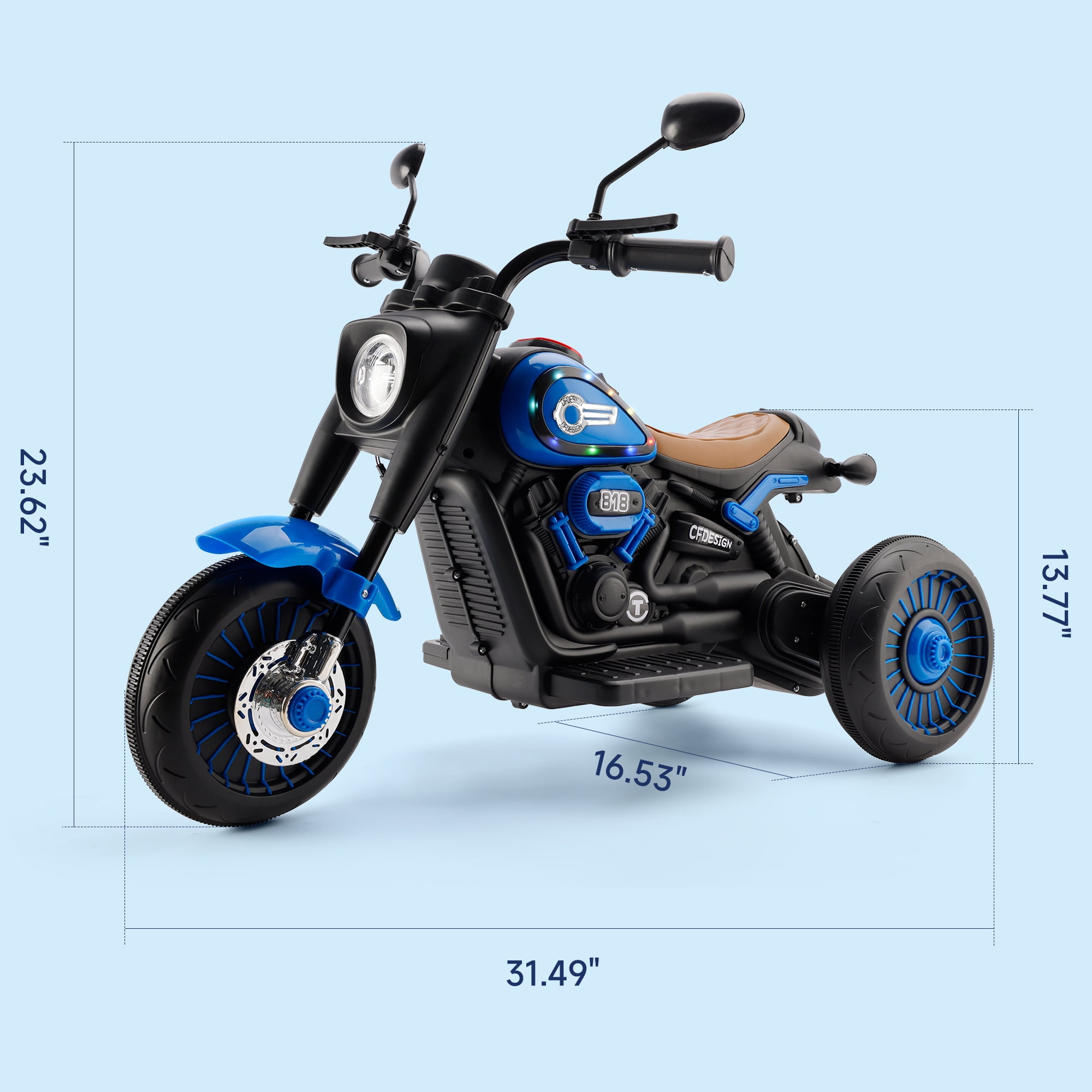 Bruce&Shark Toddler Motorcycle, 6V Battery Powered Electric Motorcycle with Headlights & Music, Kids Motorcycle Ride on Toy for Toddlers Boys 18+ Months