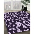 thumbnail image 3 of Ahgly Company Machine Washable Indoor Round Transitional Deep Purple Area Rugs, 4' Round, 3 of 7