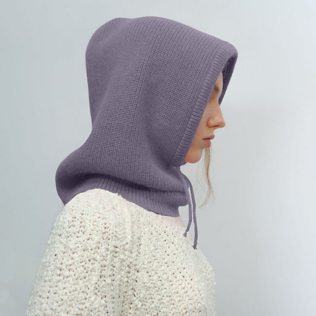 Under 10,Women's Balaclava Hat, Solid Color, Drawstring, Versatile, Warm, Outdoor, Sports, Windproof, Cold Weather Soft Fabric|100%Polyester,Gray,Sopatenor