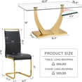 thumbnail image 6 of TesNus 63” Glass Dining Table Set for 6,Gold Dining Room Table Set for 6,Modern Kitchen Table and PU Leather Chairs for 6, Dinner Table with Rectangle Tempered Glass Top and Golden Base, 6 of 7